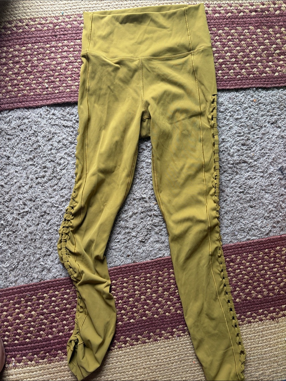 CALIA by Carrie Underwood Olive Green High-Waist Leggings with Side Lattice
